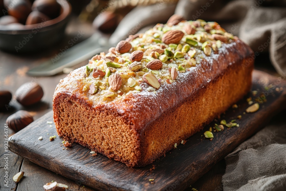 Nutty cake topped with nuts Nutty cake topped with nuts