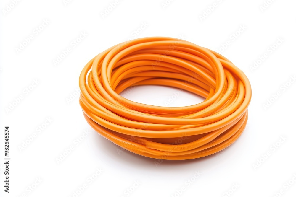 Orange electrical wire on white background Orange electrical wire on white background