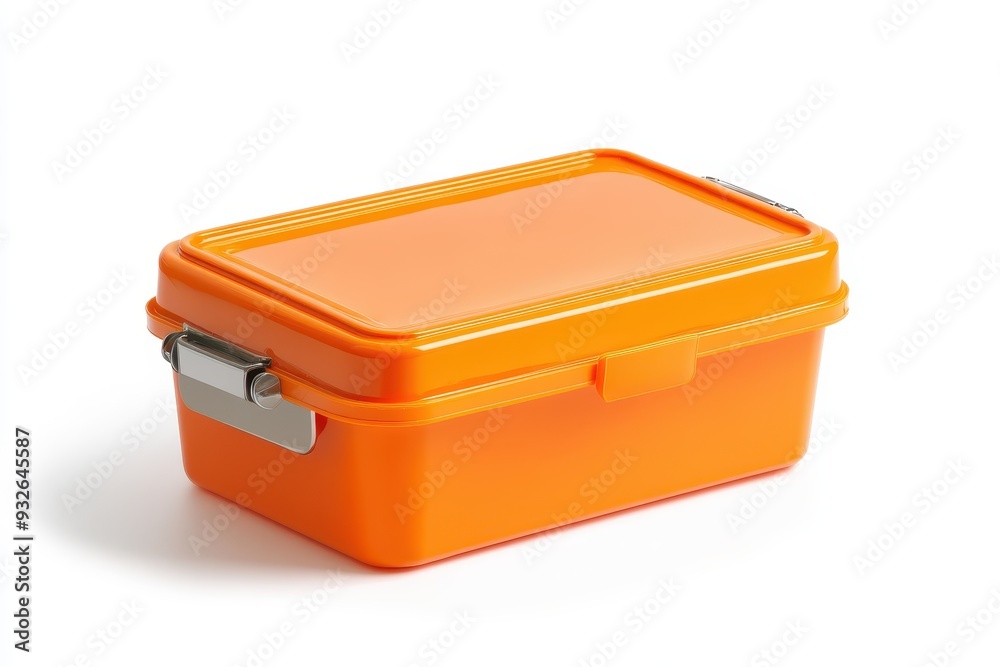 Orange lunch box isolated on white background with clipping path Orange lunch box isolated on white background with clipping path