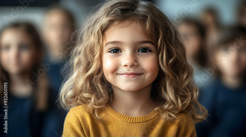 A smiling girl in the foreg...