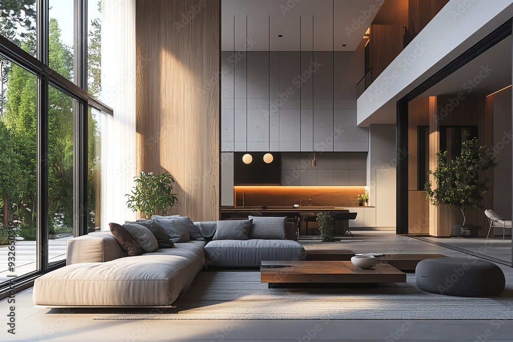 Fototapeta premium Modern Living Room with Natural Light