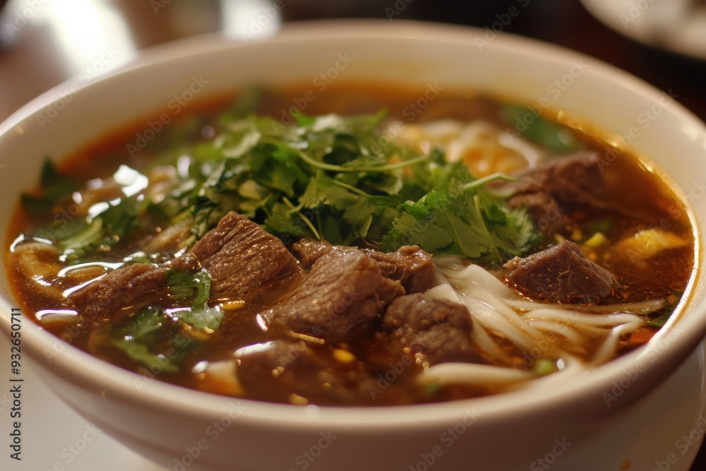 Spicy beef noodle soup from Vietnam Bun Bo Hue Vietnamese food Spicy beef noodle soup from Vietnam Bun Bo Hue Vietnamese food
