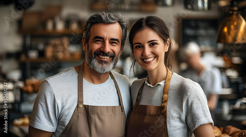 A smiling man and woman in ...