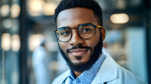 A smiling man in a lab coat...