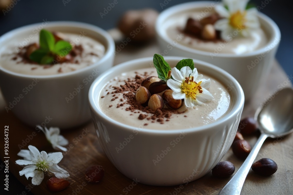 Vegan pudding made with almond milk chestnuts and no animal products Vegan pudding made with almond milk chestnuts and no animal products