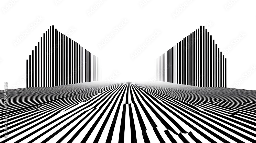 Abstract black and white background with strong volumetric straight lines that a sense of depth and perspective. Abstract black and white background with strong volumetric straight lines that a sense of depth and perspective.