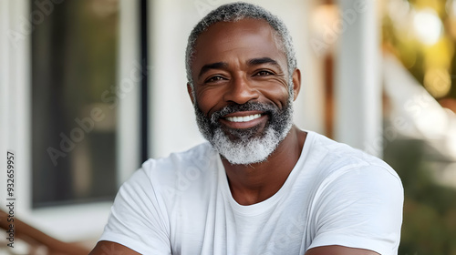 A smiling man with a beard ...