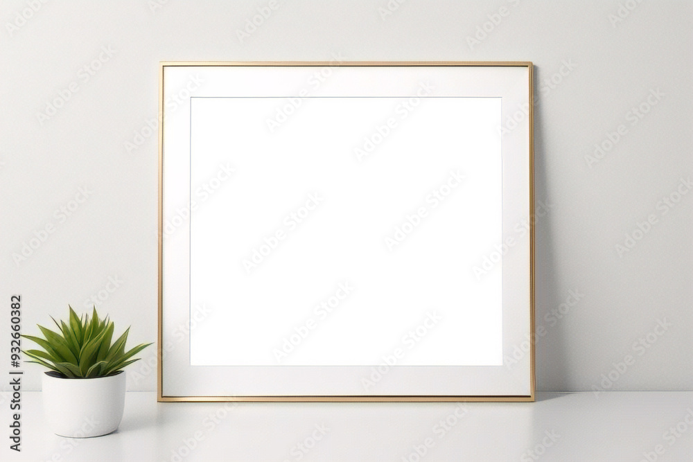 Imagen mínima de marco cuadrado blanco vacío simulada colgada sobre fondo de pared blanca con luz y sombra de ventana. aislar imagen Imagen mínima de marco cuadrado blanco vacío simulada colgada sobre fondo de pared blanca con luz y sombra de ventana. aislar imagen