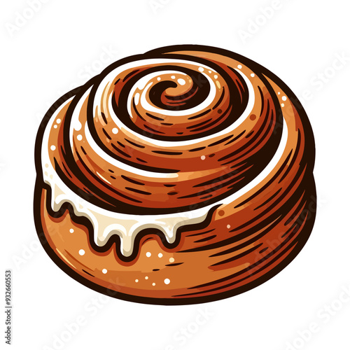 Danish cinnamon roll vector illustration