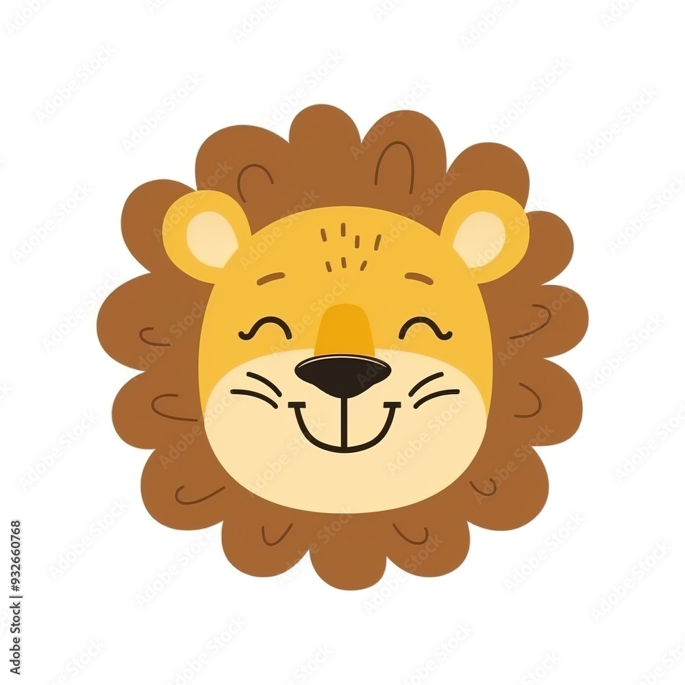 Cute Smiling Lion Head on a White Background: Adorable and Cheerful Lion Face Featuring a Bright Smile and Friendly Expression. Cute Smiling Lion Head on a White Background: Adorable and Cheerful Lion Face Featuring a Bright Smile and Friendly Expression.