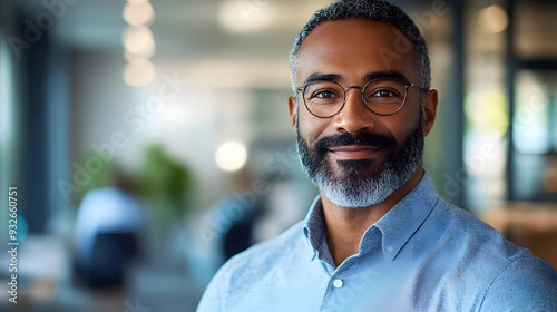 A smiling man with glasses ...