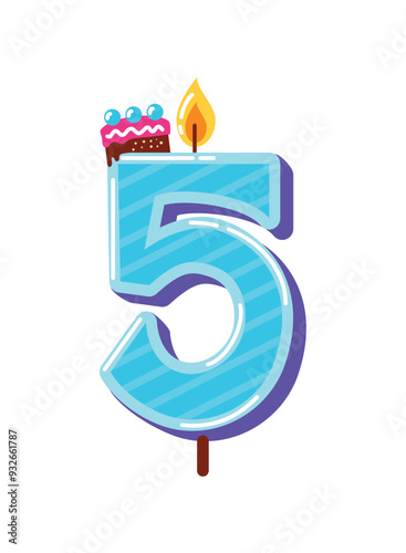 birthday candle number five