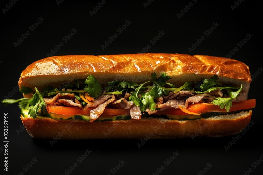 Vietnamese sandwich on dark background Vietnamese sandwich on dark background