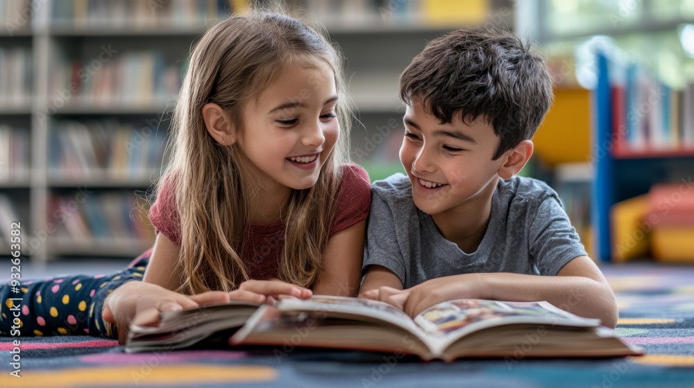 Kids Reading Book Together. Kids Reading Book Together.