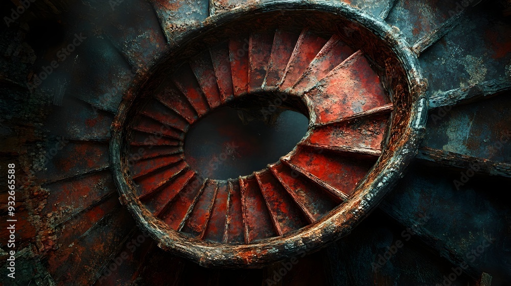Spiraling Gothic Staircase in Watercolor Dreamscape Spiraling Gothic Staircase in Watercolor Dreamscape