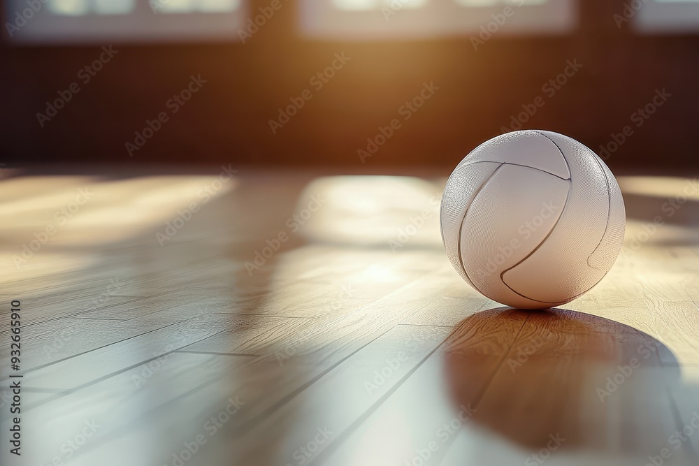 Volleyball on wood court Horizontal sports poster Volleyball on wood court Horizontal sports poster
