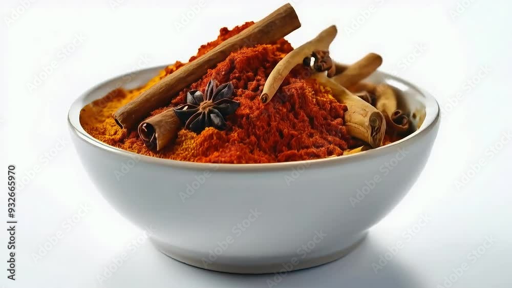 Bowl of Spices with Cinnamon Sticks and Star Anise