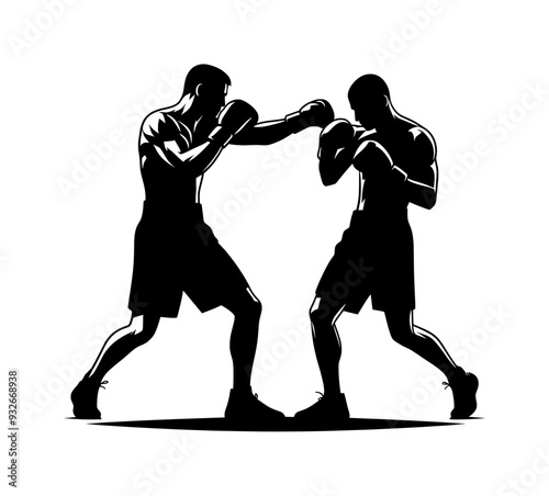 silhouette icon of boxing fight