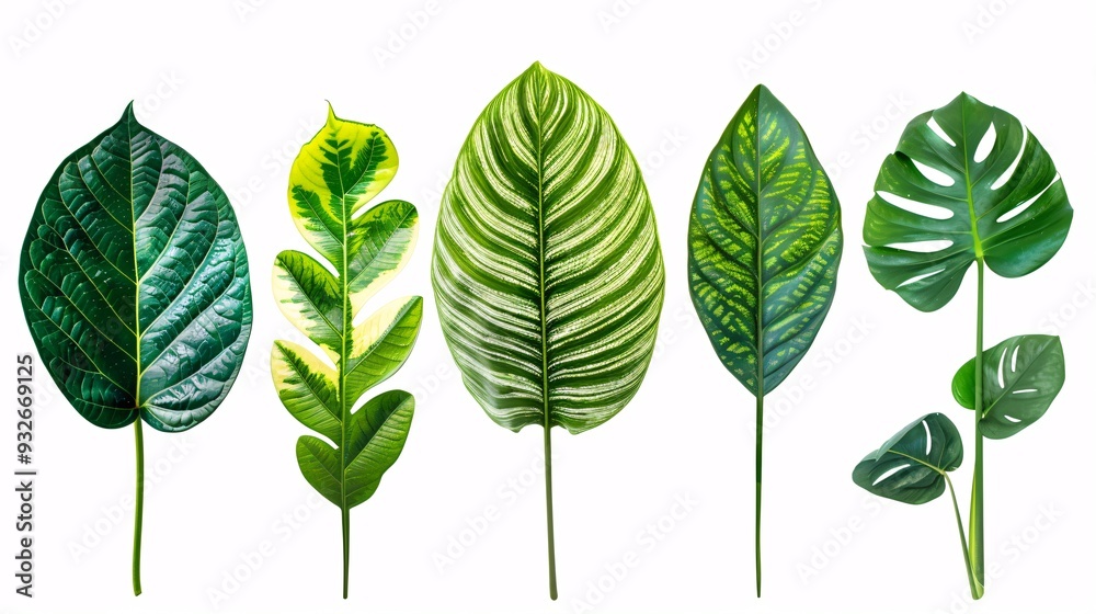 4. Vibrant tropical leaves of Asia with intricate details, isolated on a white background for clear visibility, clipping path included 4. Vibrant tropical leaves of Asia with intricate details, isolated on a white background for clear visibility, clipping path included