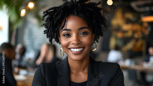 A smiling woman with curly ...