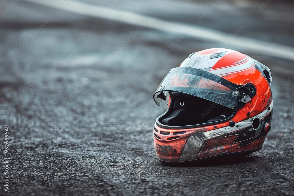 Fototapeta premium Helmet on track karting concept