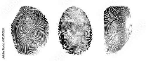 Vector set of style white and black fingerprint texture.