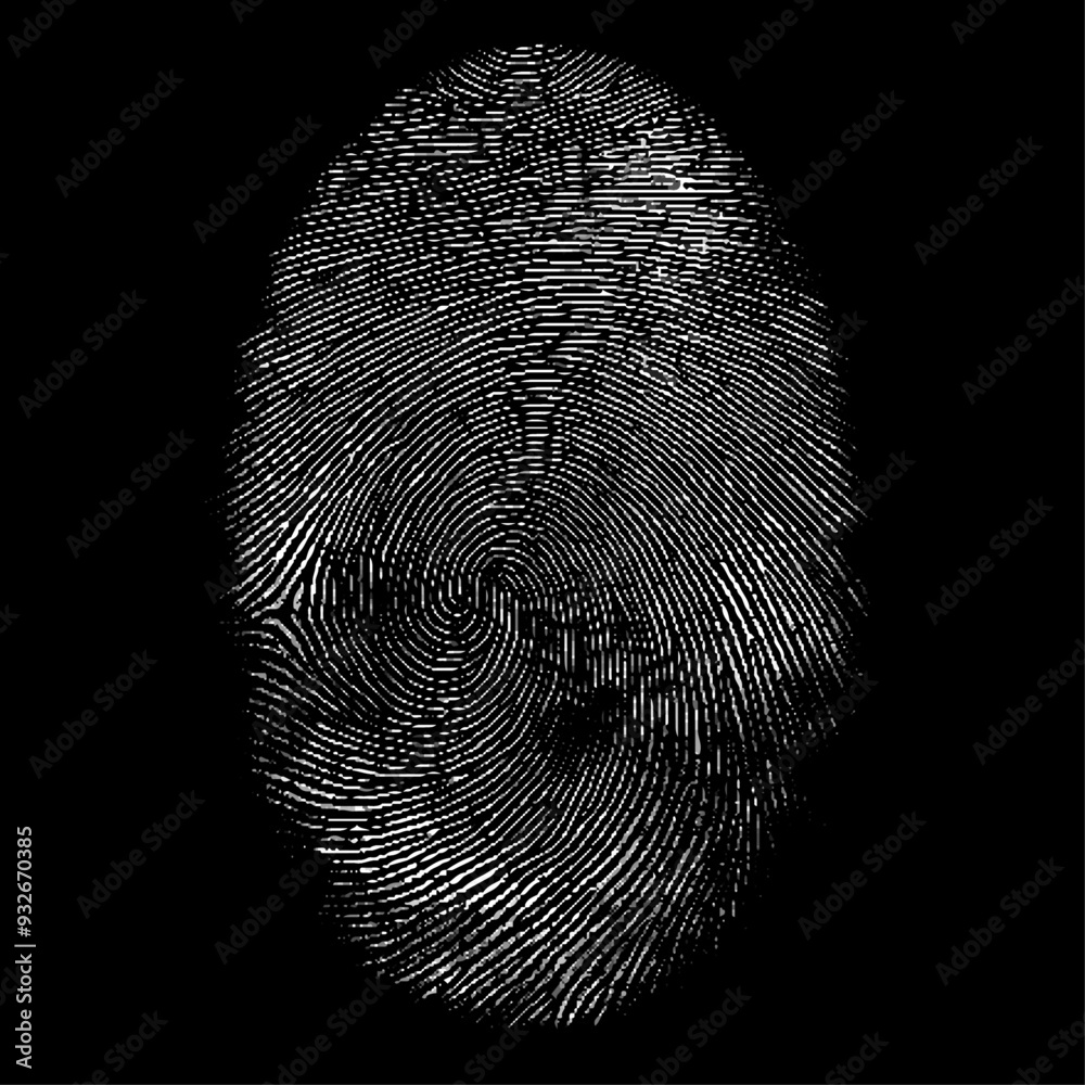 Vector style white and black fingerprint background.