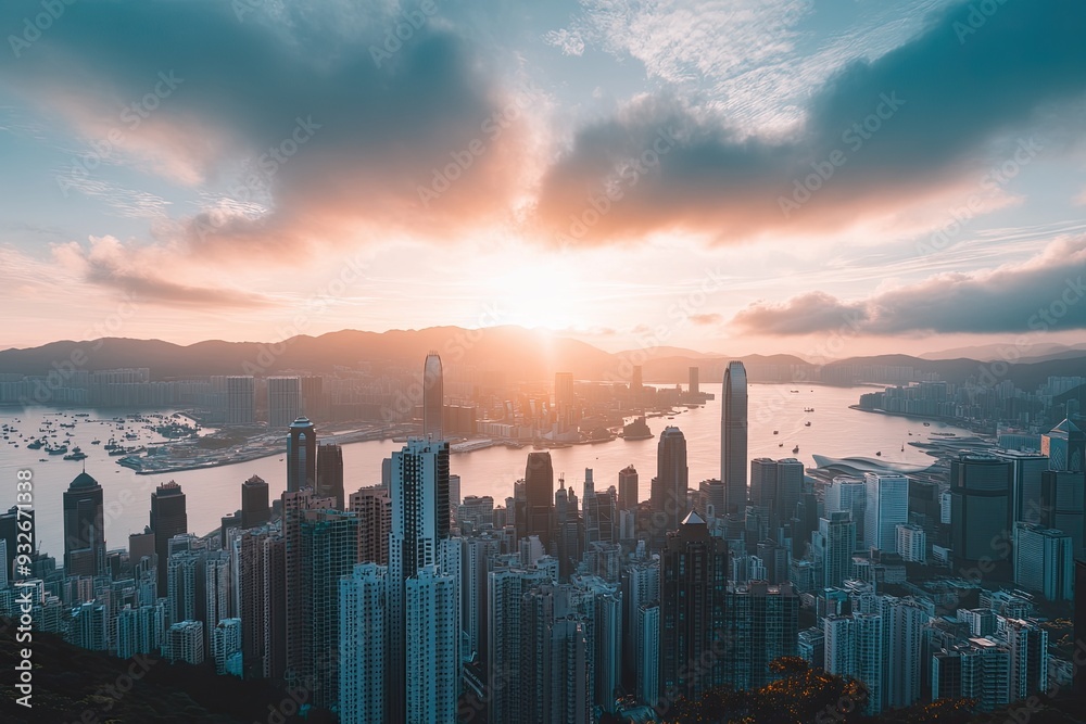 Obraz premium sunset over city