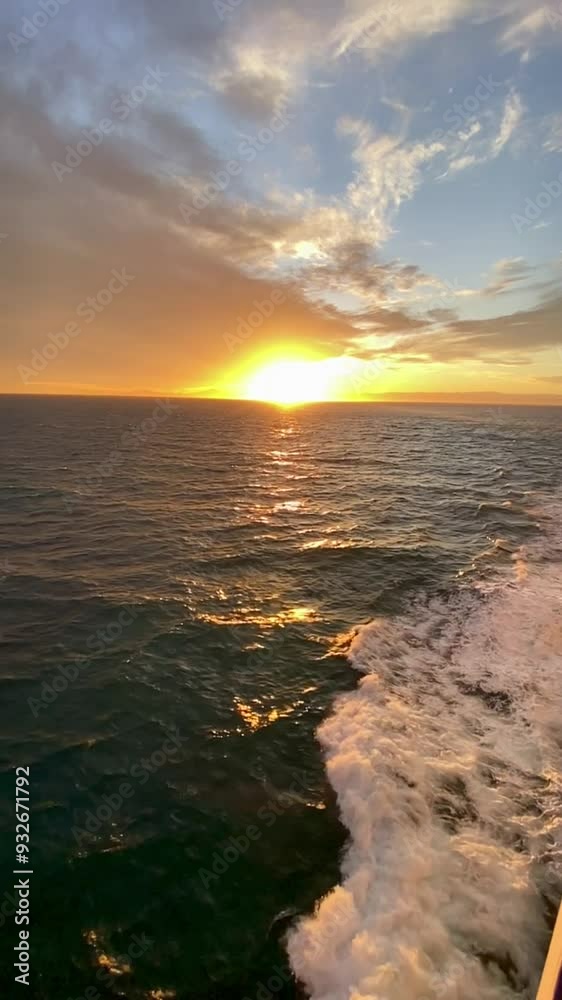 Golden sky and sunset over the sea from the Ferry Golden sky and sunset over the sea from the Ferry