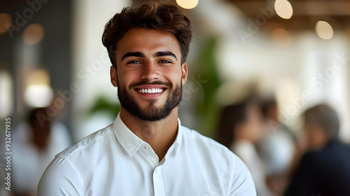 A smiling young man in a ca...