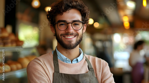 A smiling young man in an a...
