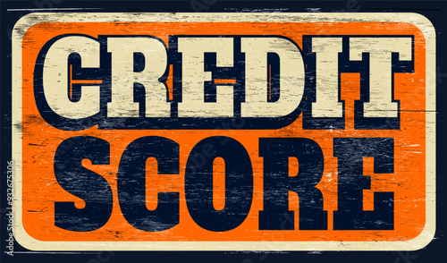 Aged retro credit score sign on wood