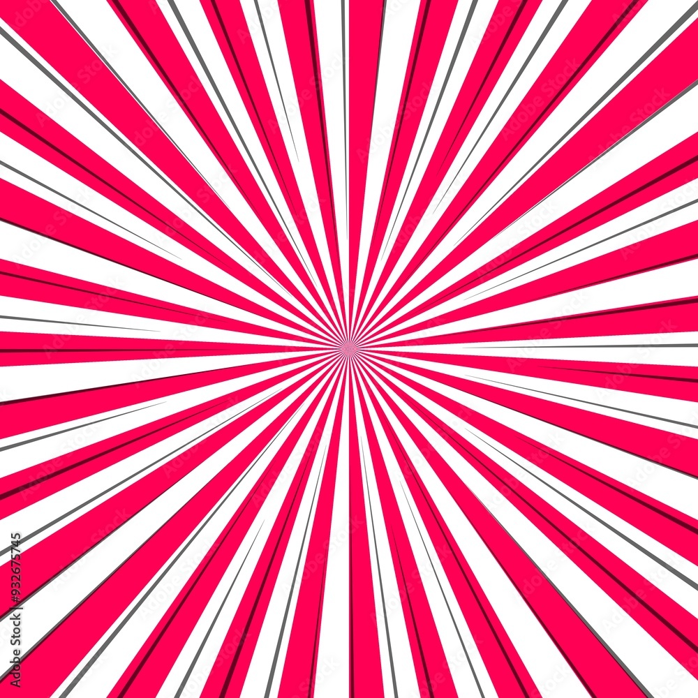 Fototapeta premium Red and white sunburst background with rays