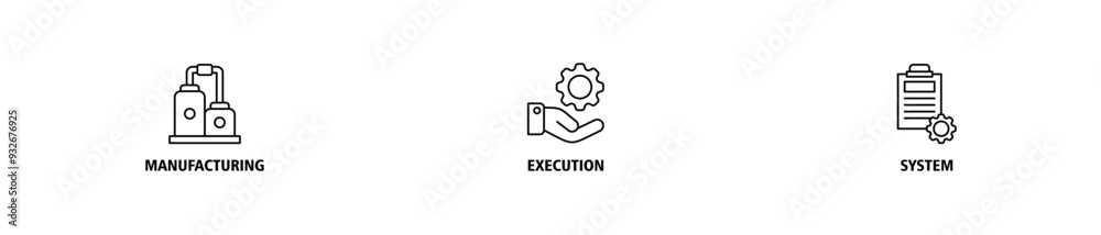 MES banner web icon vector illustration concept of manufacturing execution system with icon of factory, service, automation, operation, production, distribution, management, structure, and analysis MES banner web icon vector illustration concept of manufacturing execution system with icon of factory, service, automation, operation, production, distribution, management, structure, and analysis
