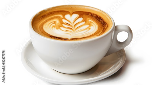 Cup of coffee latte isolated on white backgroud with clipping path. 