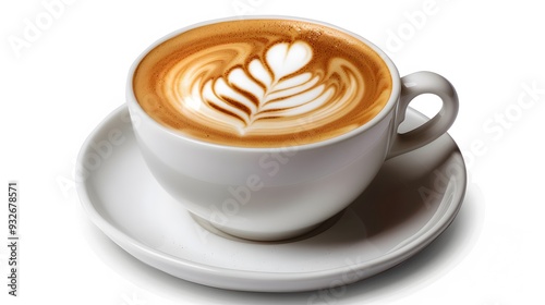 Cup of coffee latte isolated on white backgroud with clipping path. 