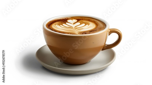 Cup of coffee latte isolated on white backgroud with clipping path. 