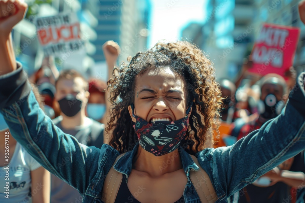 Multicultural protestors fight for equal rights against racism Multicultural protestors fight for equal rights against racism