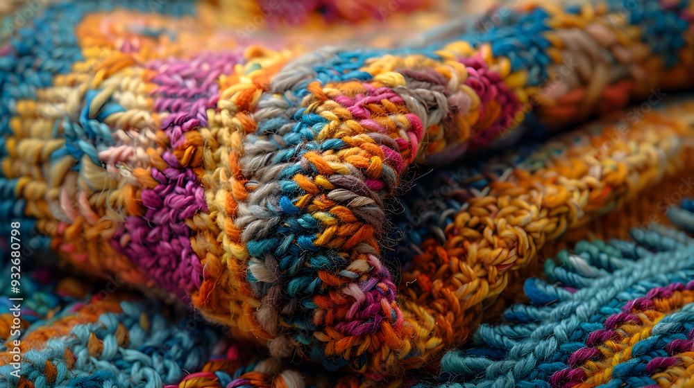 Colorful Knitted Fabric Close-Up Texture Colorful Knitted Fabric Close-Up Texture