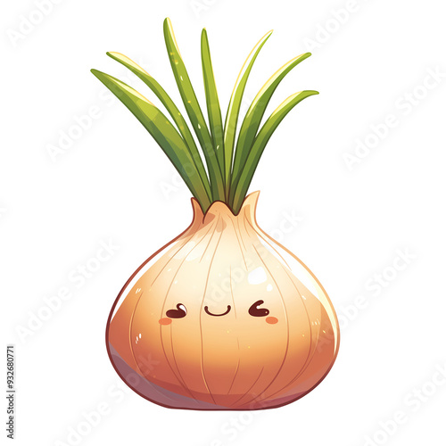 cartoon character clipart drawing of an onion on an isolated white background