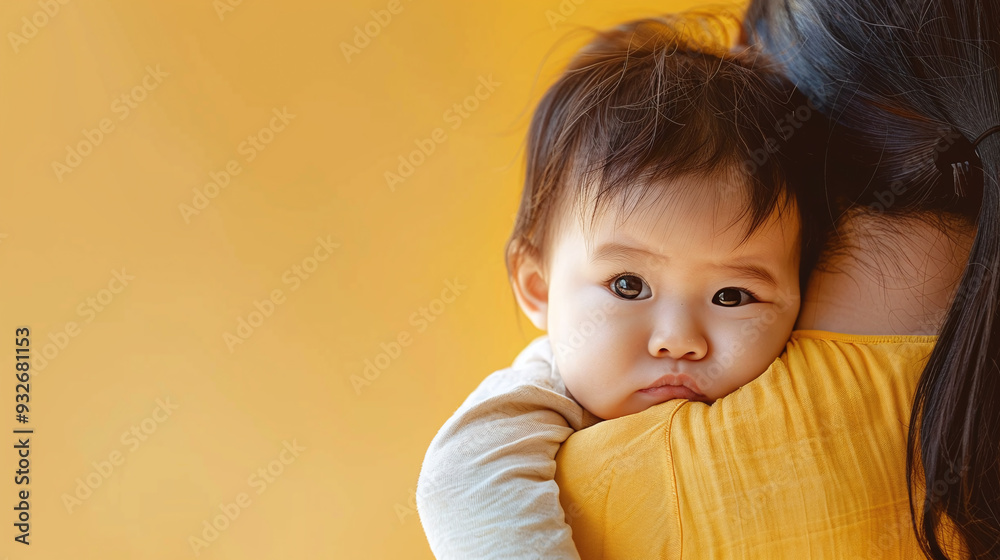 Baby Finds Solace in Mother's Arms, Crying Infant Comforted Baby Finds Solace in Mother's Arms, Crying Infant Comforted