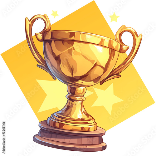 a 2d cartoon clipart drawing of a trophy on an isolated transparent background