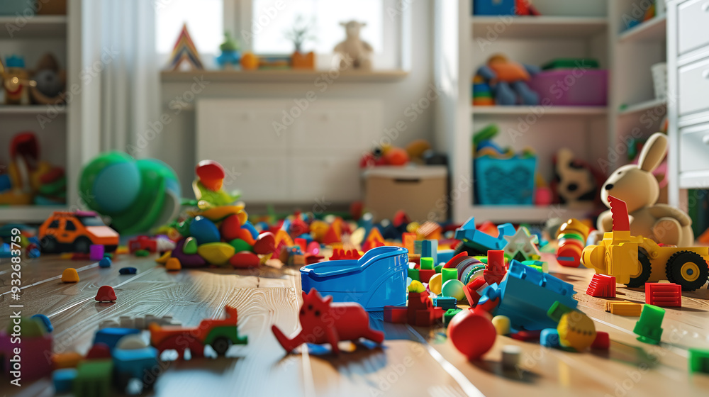 Naklejka premium Messy Kids Playroom Filled with Toys