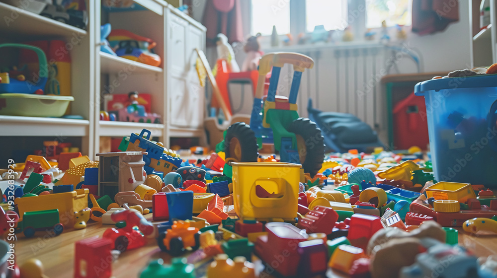 Naklejka premium Messy Kids Playroom Filled with Toys