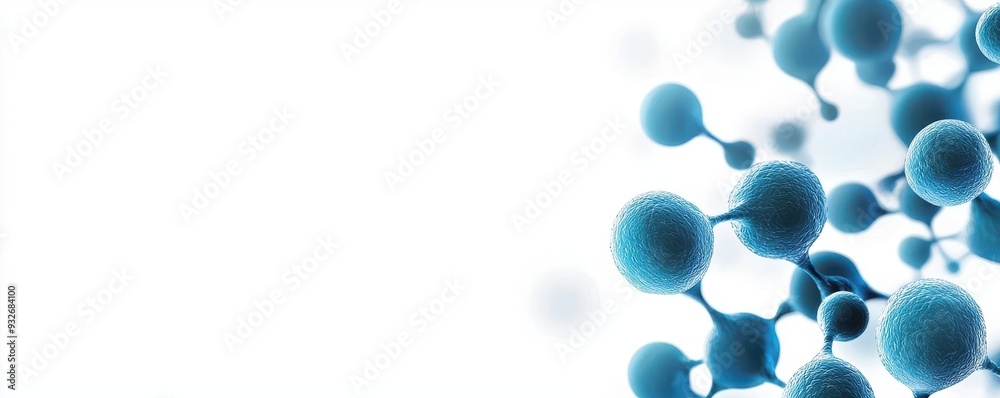 Abstract blue cell structure floating in white space, biotechnology and research Abstract blue cell structure floating in white space, biotechnology and research