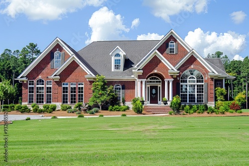 Brick House on a Green Lawn