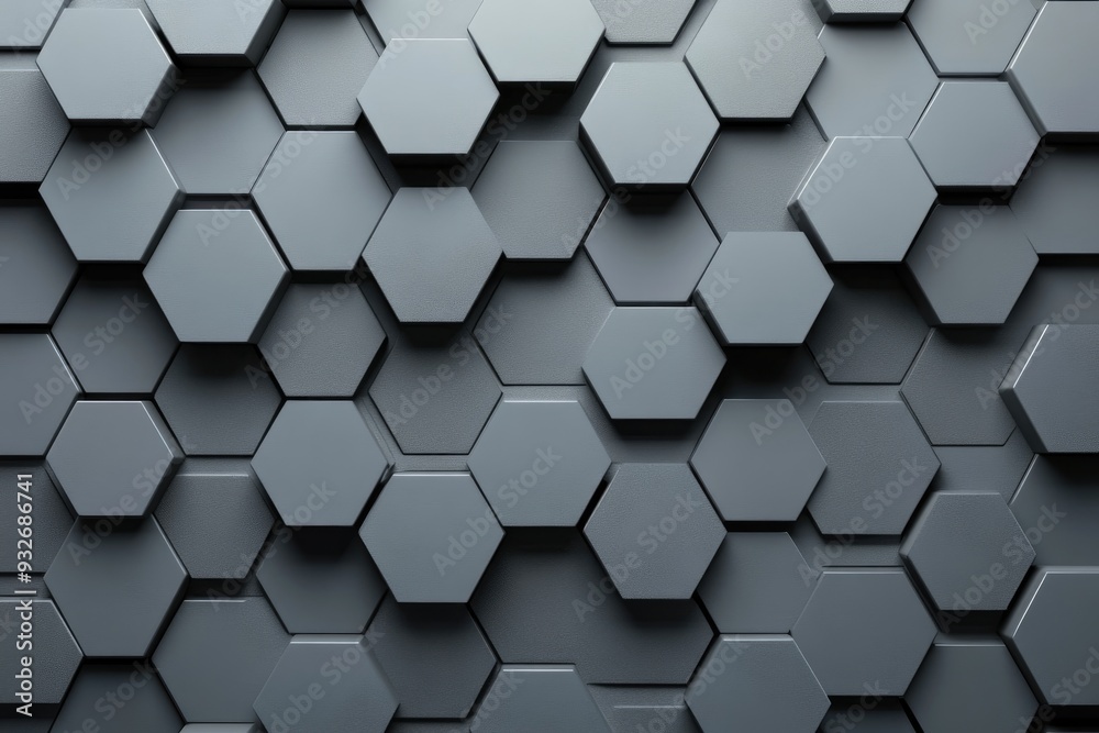 An abstract arrangement of gray honeycomb shapes creates a textured background perfect for artistic and design purposes An abstract arrangement of gray honeycomb shapes creates a textured background perfect for artistic and design purposes