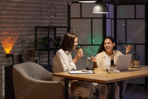 Young women with coffee rec...