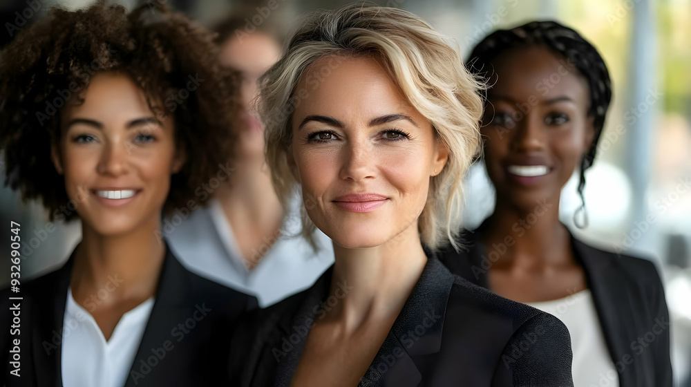 Professional group of diverse women in business attire. Professional group of diverse women in business attire.