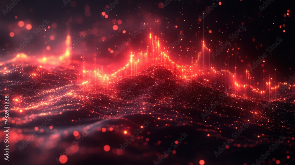 Obraz premium Red Glowing Abstract Background with Bokeh Lights